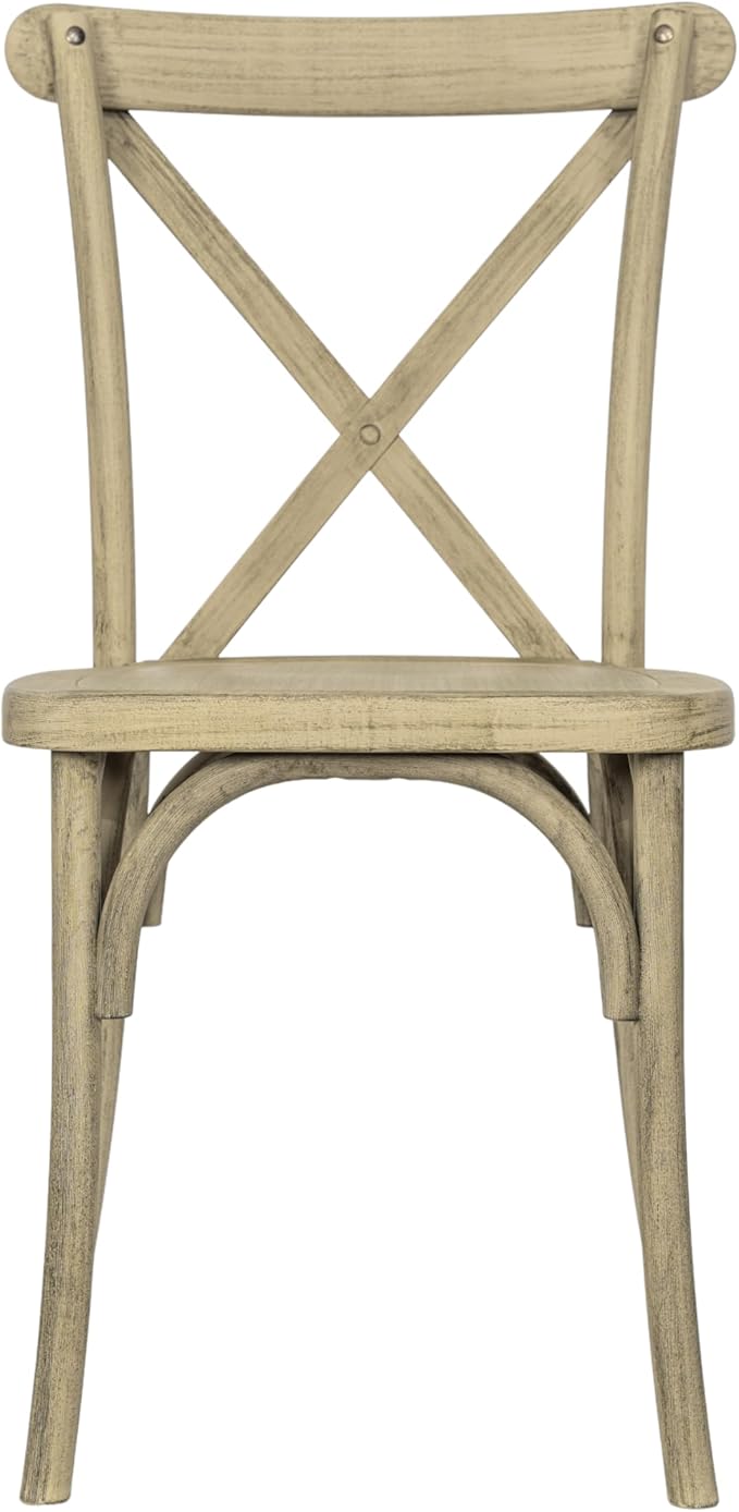 Flash Furniture Hercules Commercial Indoor/Outdoor Cross Back Chair, Wood Look, Weather-Resistant, Lightweight Design, Versatile Use, Light Oak