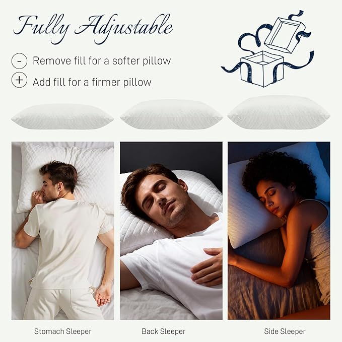 Bed Pillows Cross Cut Memory Foam for Sleeping,King Size Bedding Pillow(White), Washable Supportive Pillow for Sleeping, Adjustable Density for Back, Stomach and Side Sleeper