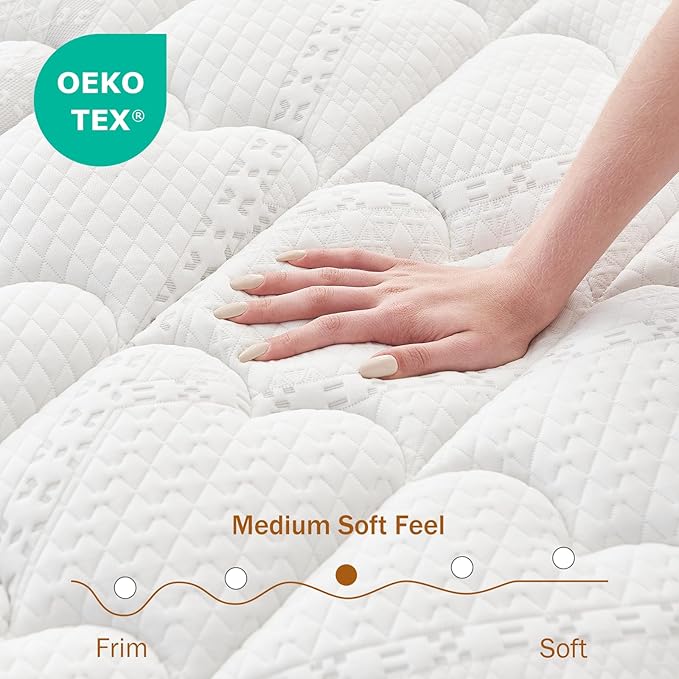 King Mattress,12 Inch King Size Hybrid Mattresses in a Box, Memory Foam and Independent Pocket Springs for Pressure Relief, CertiPUR-US Certified, Medium Firm