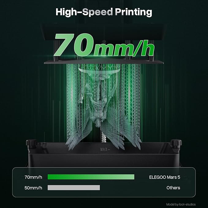 ELEGOO Mars 5 MSLA Resin 3D Printer, Smart Mechanical Sensor, Intelligent Automatic Leveling, COB Light Source, 6.6-inch Mono 4K LCD Screen, Large Printing Size 143.43 x 89.6 x 150 mm³