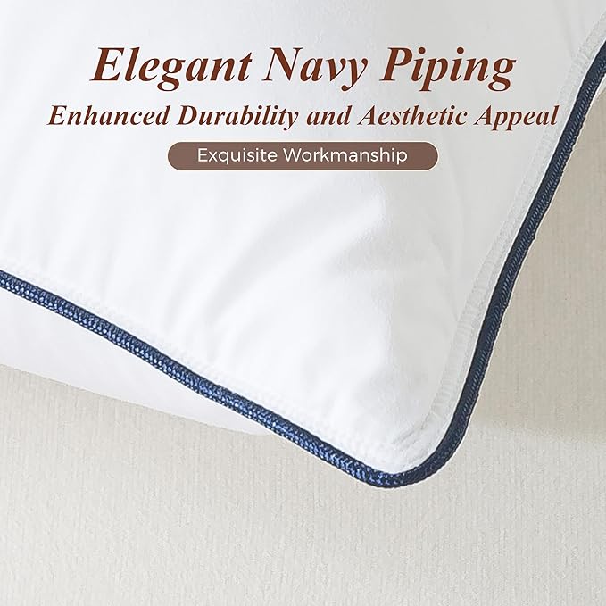 Cosybay Goose Feather Down Fiber Pillows Queen Size Set of 2, Luxury Bed Pillow for Sleeping, Ultra Soft Cover Hotel Collection Bed Pillows for Back,Stomach or Side Sleepers 20x30