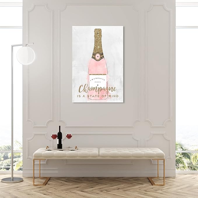 The Oliver Gal Artist Co. Drinks and Spirits Wall Art Canvas Prints 'Champagne Mind Glitter' Champagne
