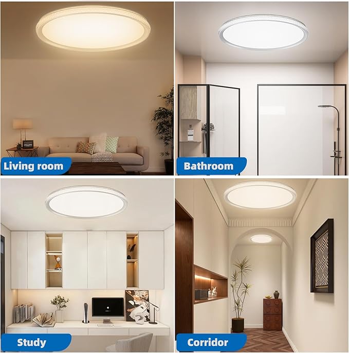Led Ceiling Light Flush Mount,Bedroom Lights for Ceiling,led Kitchen Ceiling Light,Dimmable 35W 4000LM,5CCT Selectable Color Temperature,15 in for Living Room,Office,Hallway,Bedroom,Kitchen