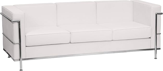 Flash Furniture HERCULES Regal Series Contemporary White LeatherSoft Sofa with Encasing Frame