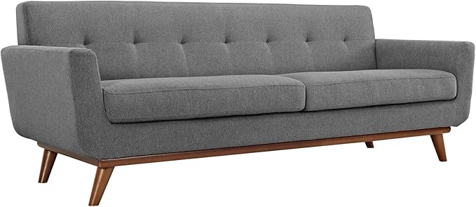 Modway Engage Mid-Century Modern Upholstered Fabric Sofa in Expectation Gray