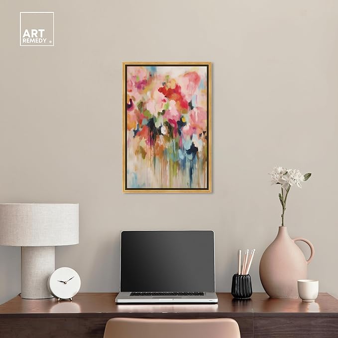 Art Remedy Soft Lush Pastel Canvas New Floral Wall Art, Gold Frame, 16" x 24"