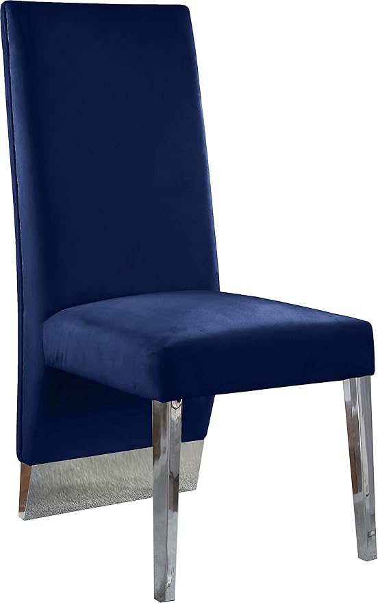 Meridian Furniture Porsha 19" H Velvet Dining Chair in Navy (Set of 2)