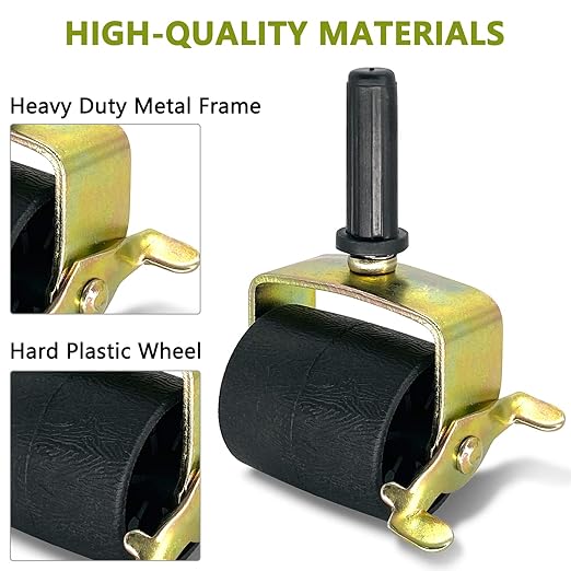 6 PCS Heavy Duty Locking Metal Casters for Bed Frame Replacement Parts, Rollers, Wheels for Furniture Socket