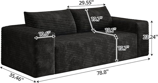 Eafurn Memory Foam Boneless Loveseat Sofa Couch, 3-Seater Upholstered Sofa with Corduroy Fabric and Wider Armrest, No Assembly Sofa for Living Room, Bedroom & Apartment | Sturdiness, Breathable material, Sofa in A Box