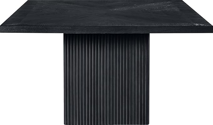 Meridian Furniture 729Black-T Belinda Collection Mid-Century Modern Dining Table, Solid Wood Base, Black Finish Oak Wood Veneer MDF Top, Square Top, Fluted Base, 54" W x 54" D x 31" H, Black
