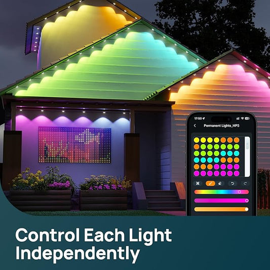 Linkind Outdoor Lights for ST Patricks Day Lights,100ft with 72 Triple-LED,AI Lighting, RGBTW Smart Outdoor Lights LED Strip Lights, IP67 Waterproof, Works with Alexa,Google Assistant