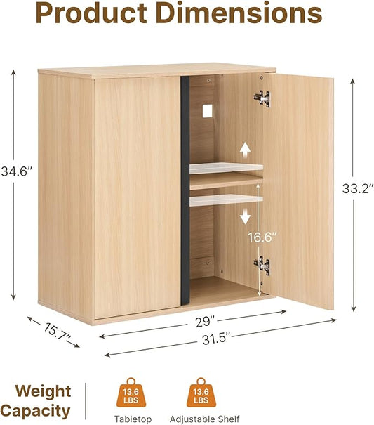 31.5" Sideboard Buffet Cabinet with Storage Modular Accent Display Kitchen Storage Cabinet Wood Coffee Bar Console for Living Room, Hallway, Kitchen, Dining Room,Natural Oak