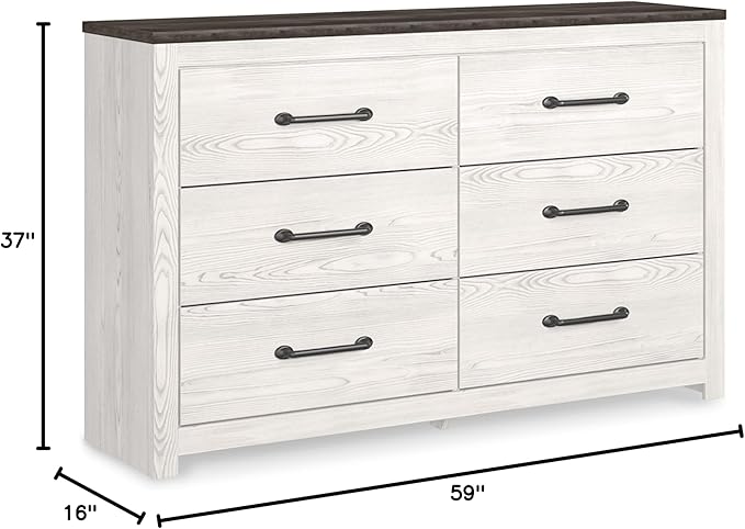 Signature Design by Ashley Gerridan Coastal 6 Drawer Dresser, Two Tone White