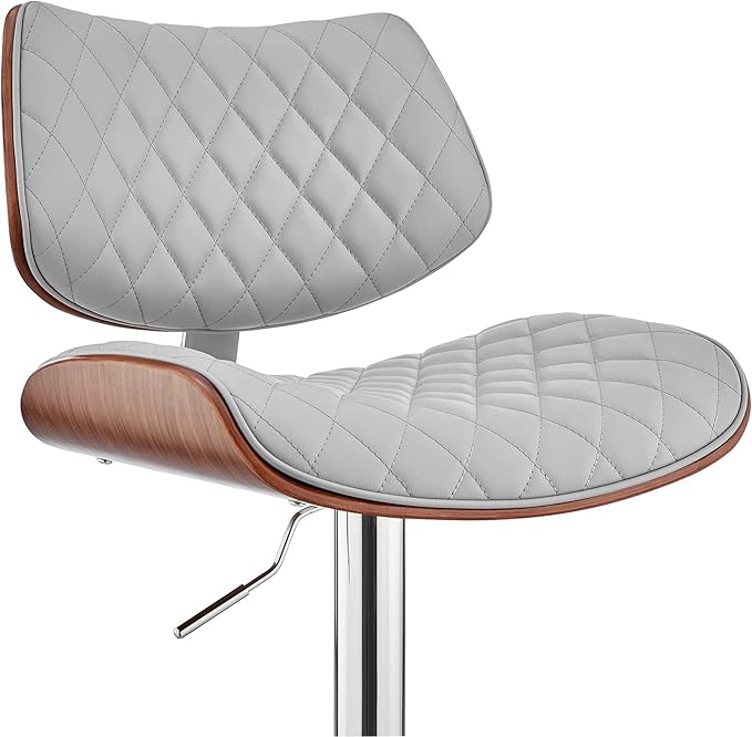 Armen Living Leland Adjustable Grey Faux Leather and Chrome Finish Bar Stool
