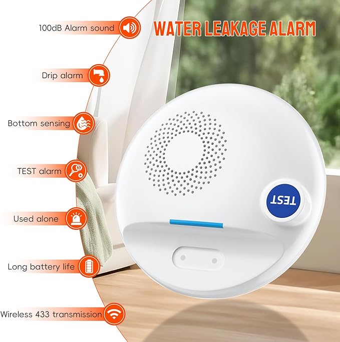Wireless Water Leak Detector - Works Standalone or with Smart Hub, Loud Siren Water Leak Sensor and Drip Alarm, IP67 Waterproof, for Home, Basement, Bathroom, Under Sink, Laundry