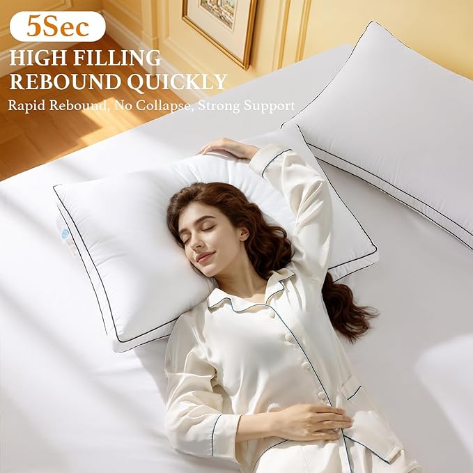 Premium Canadian Goose Down Pillow King Size Set of 2 Pack, 1050+ Fill Power, 100% Cotton Shell, Luxury Hotel Quality Bed Feather Pillow for Side Back Stomach Sleepers(White,20" x 36")