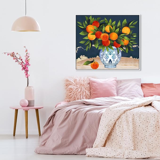 The Oliver Gal Artist Co. Food and Cuisine Wall Art Framed Canvas Prints 'Fruits and Porcelain' Fruits