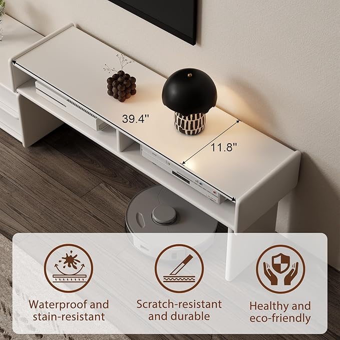 Solid Wood TV Stand for TVs up to 65 Inch，extendable tv Stand with Storage and Shelf for Living Room, Bedroom, Offic,Entertainment Center (White)