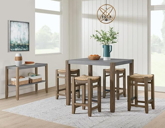Alaterre Furniture Newport Dining Table Set, Concrete Gray