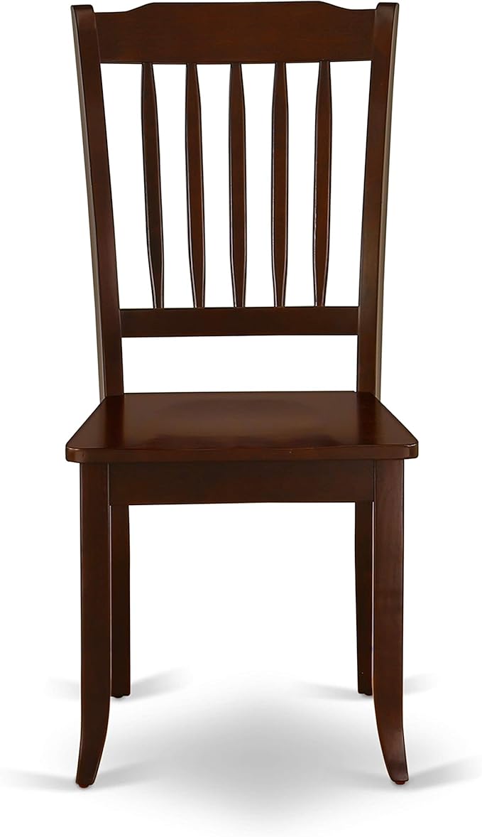 East West Furniture DAC-MAH-W Danbury Dining Room Chairs - Slat Back Solid Wood Seat Chairs, Set of 2, Mahogany