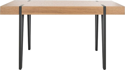 SAFAVIEH Home Collection Alyssa Mid-Century Rustic Industrial Dining Room Table DTB7000D, Natural Brown/Black Legs
