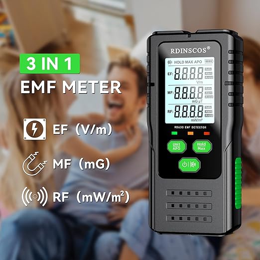 EMF Detector, Detect All 3 Types of Electromagnetic EMF Radiation Detector Field in 1 EMF Meter for Cell Towers, and Smart Meters, EMF Reader for Home, Office