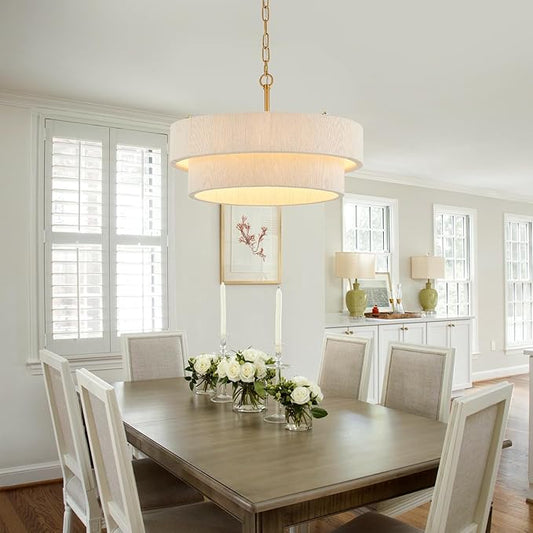 20”Hand Woven Rattan Chandelier Boho Pendant Light Adjustable Coastal Pendant Light for Kitchen Island Dining Living Room, White, UL Listed