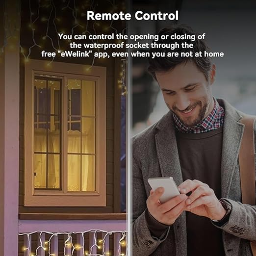 Smart Outdoor WiFi Plug, Smart Plug with Remote Control App Timer Function IP53 Waterproof for Home Garden Pool Kitchen Balcony