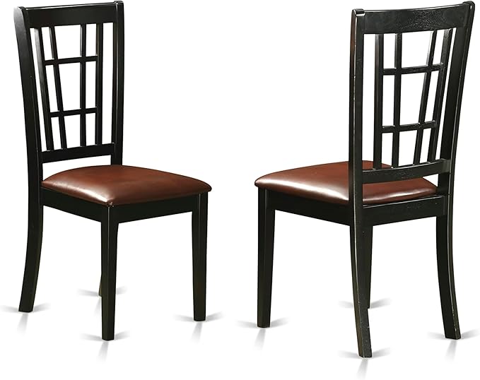 East West Furniture Nicoli 39" Faux Leather Dining Chairs in Black (Set of 2)