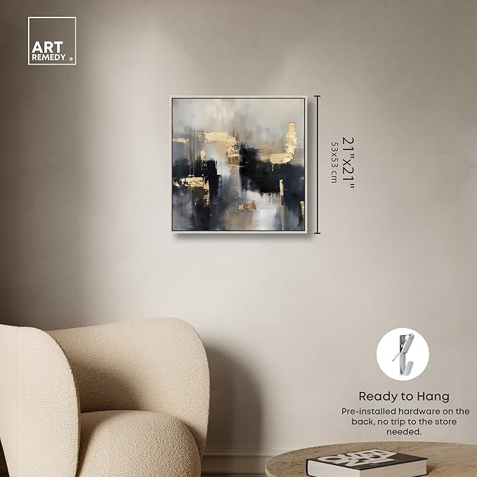 Art Remedy Daring Canvas Colorful Abstract Wall Art, Silver Frame, 20" x 20"