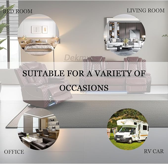 Power Reclining Sofa Sets, Living Room Sofa Sets, Breathing Leather Power Recliner Sofa,Chair with 3 Recliner Seats/Storage Console/LED Light for Living Room(Brown, S+C) ﻿