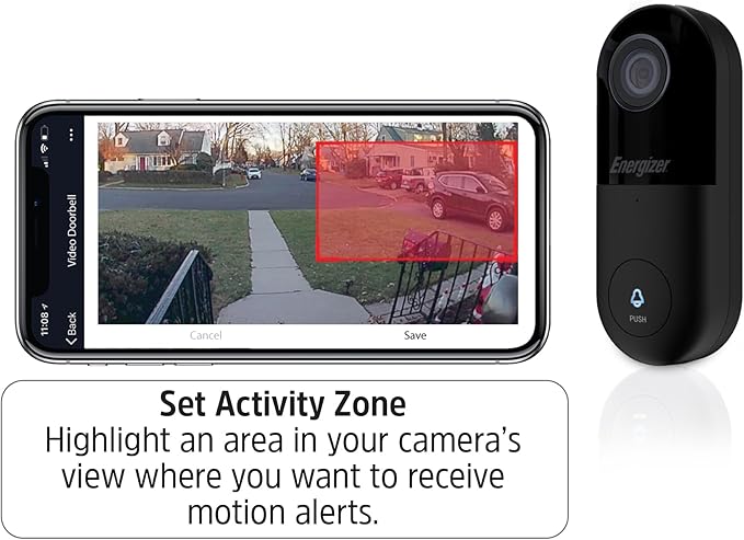 Energizer Smart 5GHz 2K Doorbell, Wired Video Doorbell Security Camera, 2-Way Audio, Night Vision, Cloud & Micro SD Storage, Remote Access, Instant Motion Sensor, Live Viewing, Requires Existing Wires
