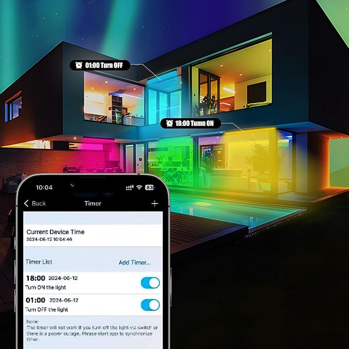 Smart Outdoor RGBCW Stage LED Light Bar 20″, Color Changing Wall Washer with App & Remote Control, 2700K–6500K Tunable White Floodlight, IP65 RGB Stage/Porch Lights for House, Music Sync,