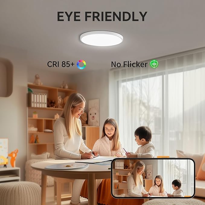 MODERN 4-Pack Super Thin 9inch 2800lm Flush Mount LED Ceiling Light White, 5000K Daylight, Ceiling Light Surface Mount for Bedroom, Living Room, Dining Room, Garage, Office
