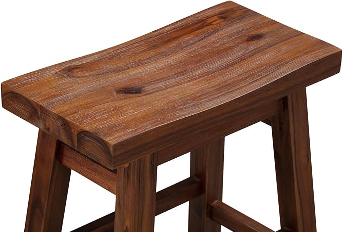 Boraam Sonoma Backless Saddle Dining Height Stool - Chestnut Wire-Brush - Set of 2