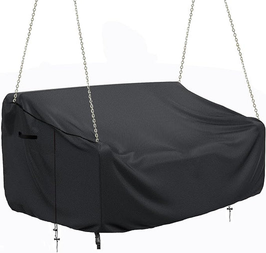 Porch Swing Cover Waterproof Outdoor Hanging Swing Cover Tear resistant All WeatherProof Patio Furniture Covers (Black, 85x45x(32-24)inch) (56x28x(32-24)Inch)