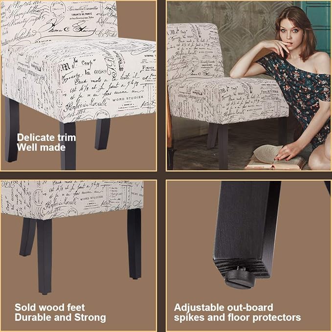 Dining Chairs Accent Chair with Solid Wood Legs Home Furniture for Living Room Armless Chair Modern Accent Chair Elegant Design Modern Fabric Living Room Chairs Sofa