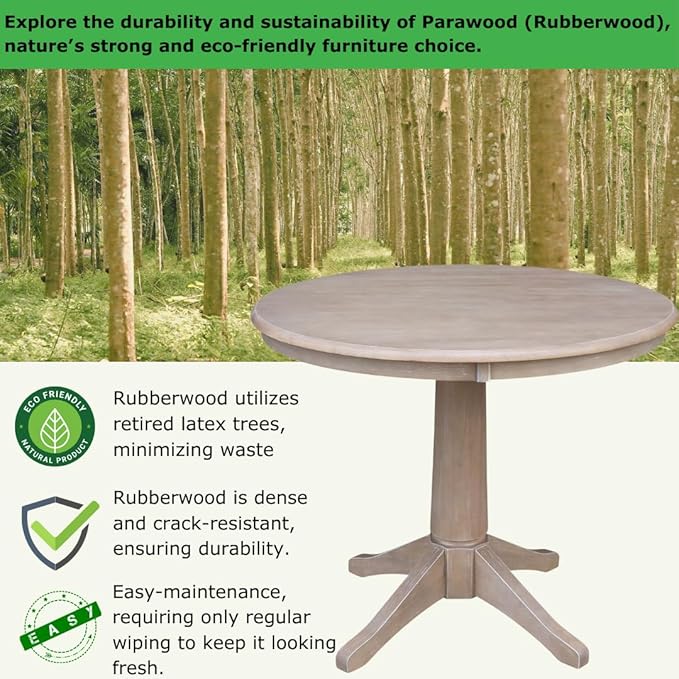 IC INTERNATIONAL CONCEPTS 36" Round Top Pedestal Table - 29.9" H
