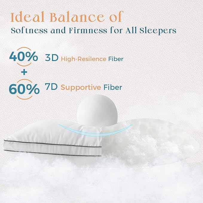 MUXHOMO Bed Pillows Standard Size Set of 4, Full Size Gusseted Bed Pillows for Side, Back, and Stomach Sleepers, Hotel Quality, Oeko-Tex Certified Fluffy Supportive Down Alternative Filling, 4 Pack