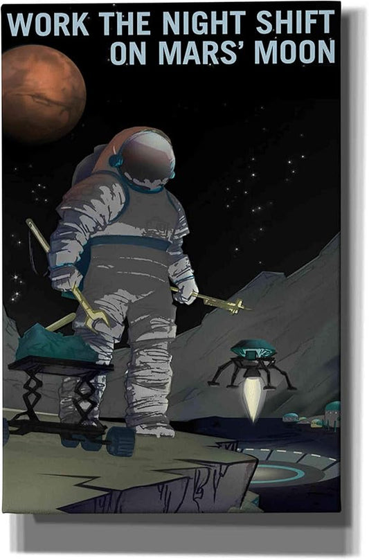 Epic Graffiti 'Mars Explorer Series: Work The Night Shift' Space Canvas Wall Art, 12" x 18"