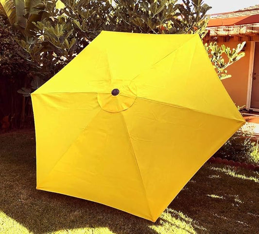 BELLRINO Decor Replacement Yellow Strong & Thick Umbrella Canopy for 9ft 6 Ribs Yellow (Canopy Only)