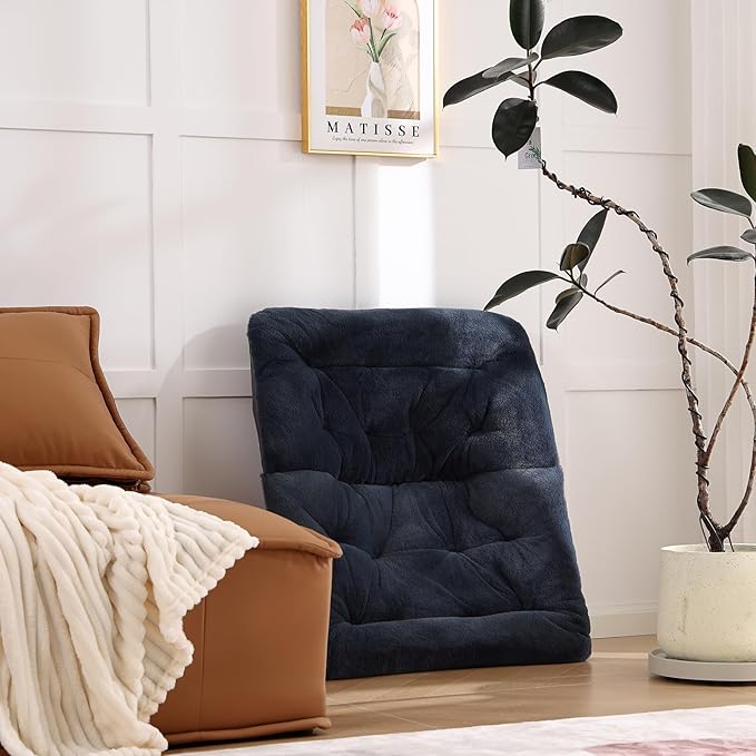 Comfy Folded Chair, Soft Faux Fur Oversized Folding Chair, Flexible Lazy Chair for Kids Girls Teens Adults, Metal Frame Moon Chair for Dorm Rooms, Bedroom, Living Room