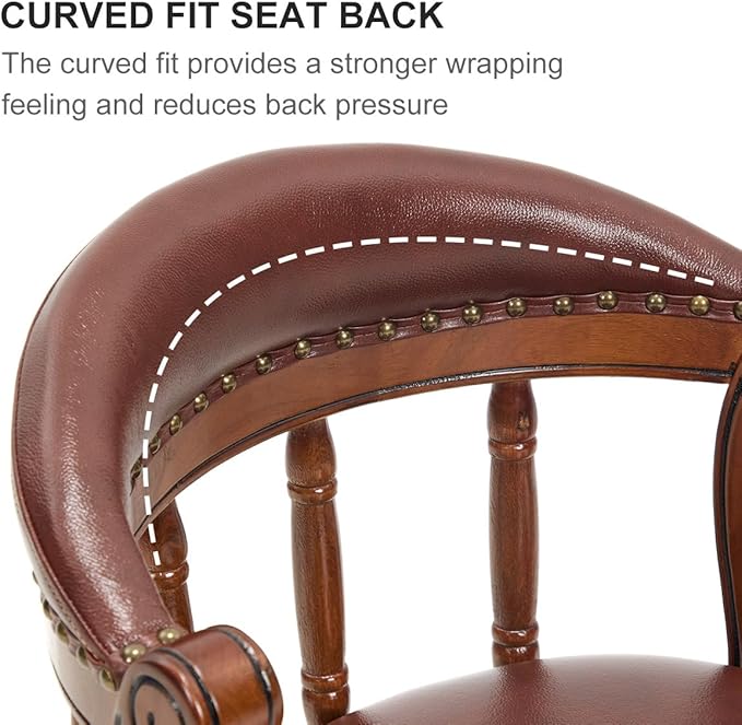 Cow top Leather Wooden Bar Stools, 29.5" Height Bar Chair with Back, 180 Degrees Swivel Bar Stools Chair for Home Kitchen Counter,Restaurant (Brown-2pcs, Counter Seat Height 26in)