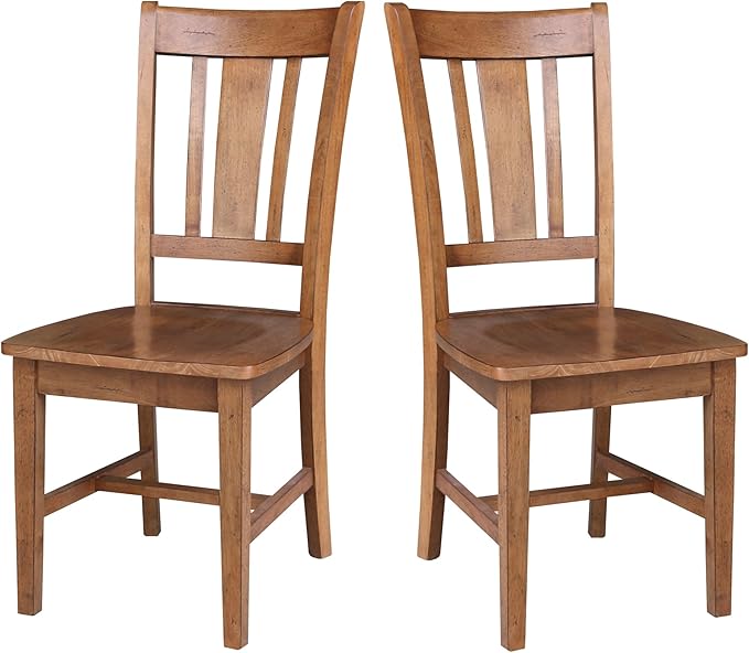 IC INTERNATIONAL CONCEPTS Set of Two Solid Wood San Remo Splatback Chair Distressed Oak