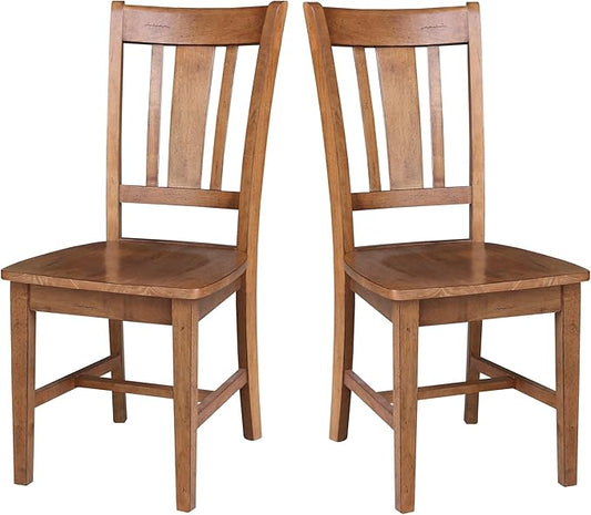 IC INTERNATIONAL CONCEPTS Set of Two Solid Wood San Remo Splatback Chair Distressed Oak
