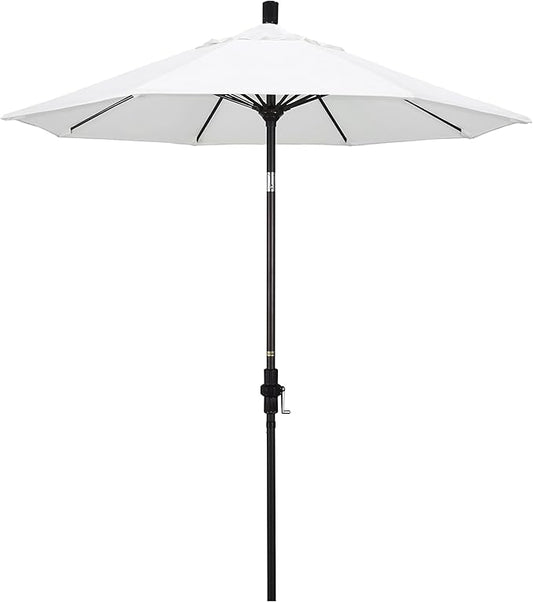 California Umbrella 7.5' Round Crank Lift, Collar Tilt, Aluminum Pole, Fiberglass Rib Patio Umbrella, Bronze Finish