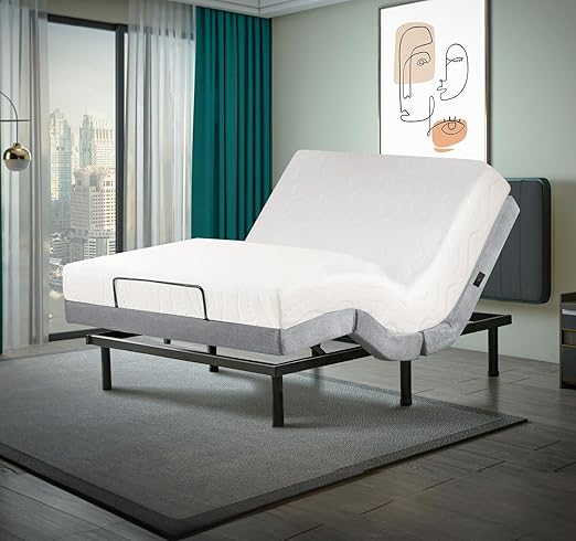 Premium King Adjustable Bed Fully Loaded with 8 Inch Gel Memory Foam Mattress, Massage, Zero Gravity, Anti-Snore, Memory Positions, USB, Underbed Lighting, Zero Clearance