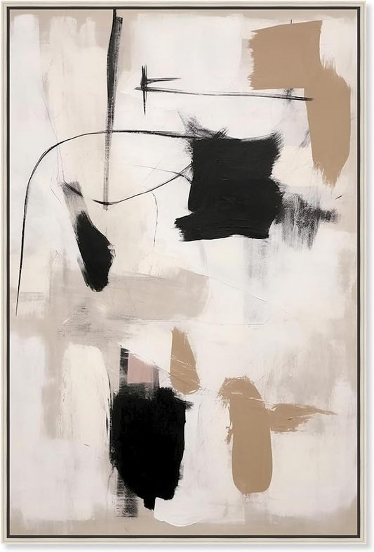 Art Remedy Strings in Abstraction Canvas Muted Abstract Wall Art, Silver Frame, 24" x 36"