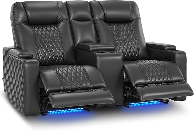MCombo 80" Zero Gravity Oversized Power Reclining Loveseat with Adjustable Headrest for Living Room, Double Recliner Sofa with USB & Type C, Armrest Storage & LED Light HTS401SET