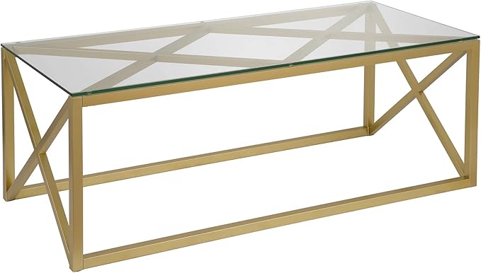 Dixon 46'' Wide Rectangular Coffee Table in Brass